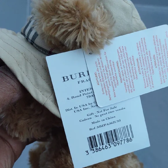 Burberry Brown Teddy Bear with Plaid Hat. Collectable Bear. - Picture 7 of 7